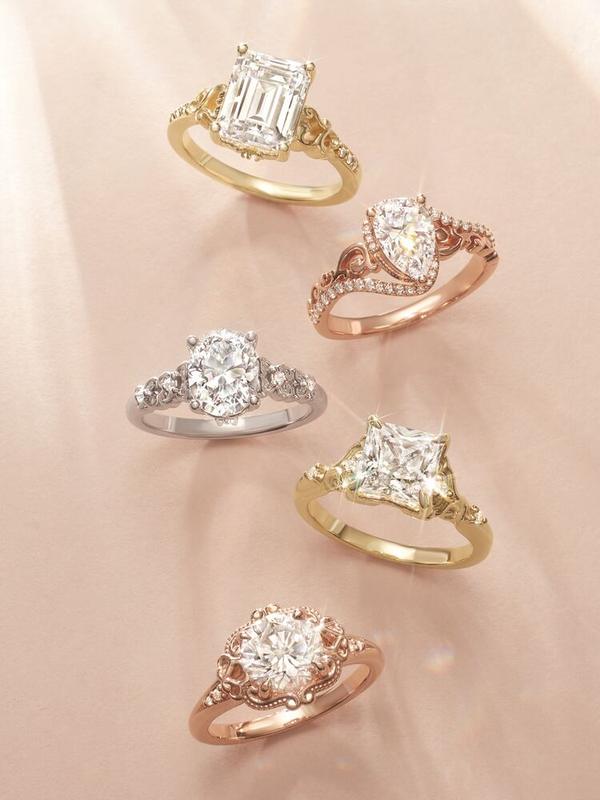 Vintage-inspired diamond engagement rings in mixed metals