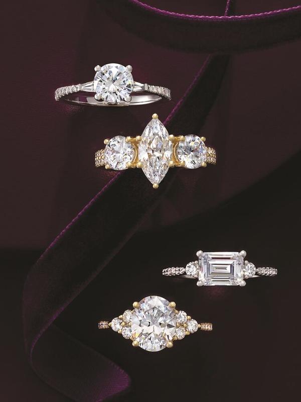 Three-stone diamond engagement rings — custom design Las Vegas