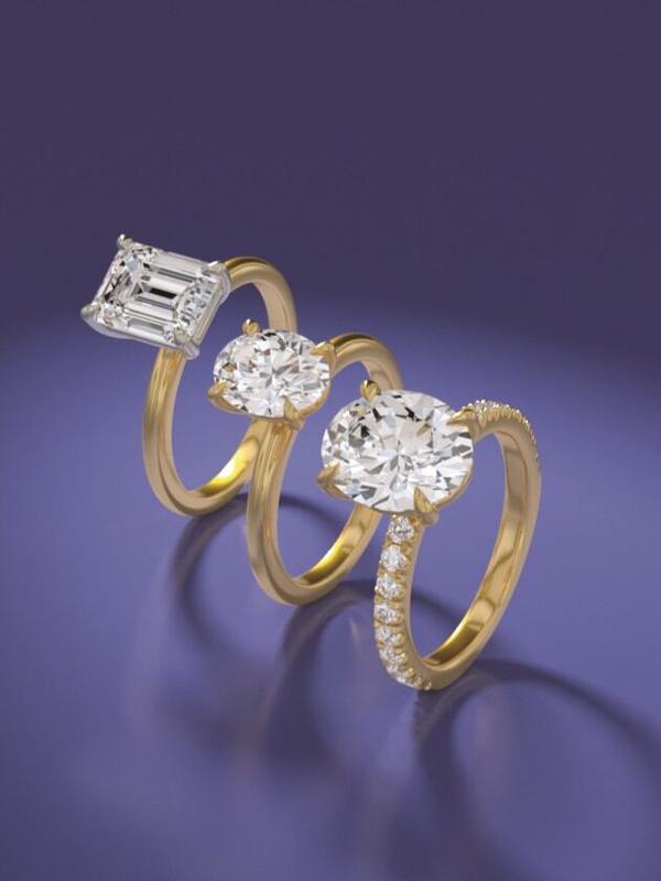Oval diamond solitaire engagement rings, three custom settings