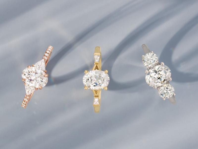 Classic three-stone diamond engagement rings
