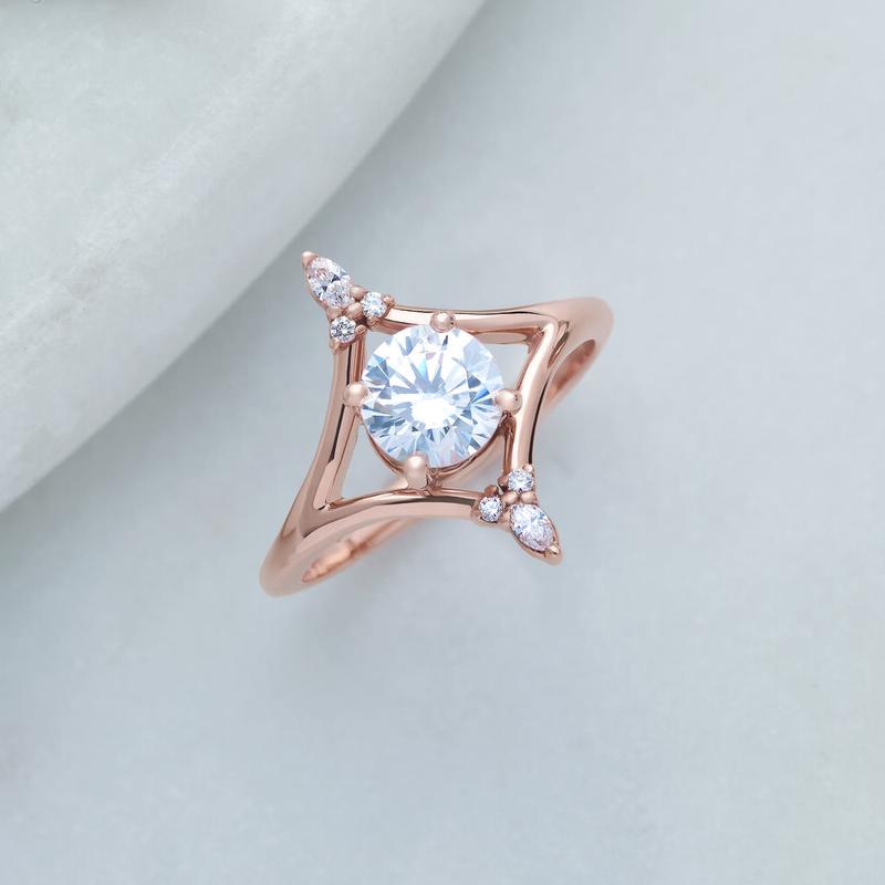 Custom design render - kite-set diamond ring in rose gold