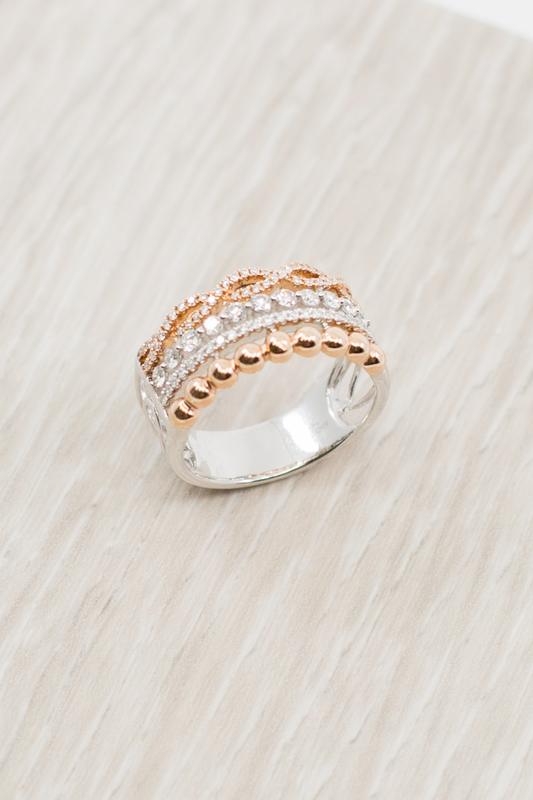 Beaded rose gold stacking ring