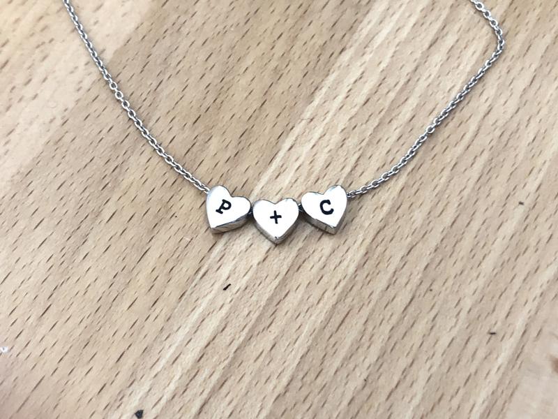Personalized heart initial necklace in sterling silver