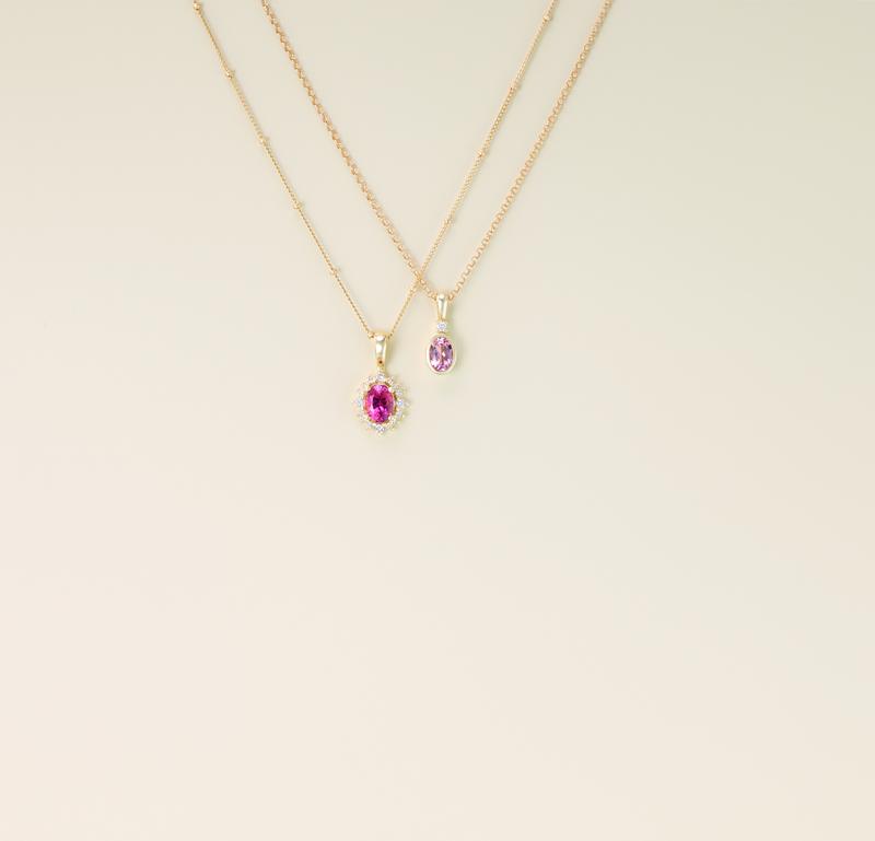 Gemstone pendant necklaces in yellow gold
