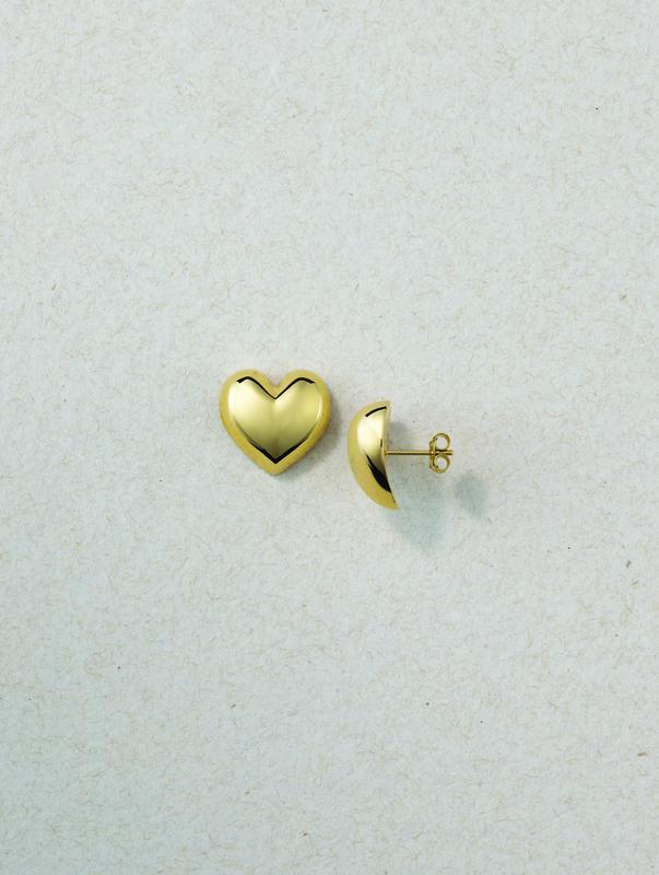 Gold heart stud earrings