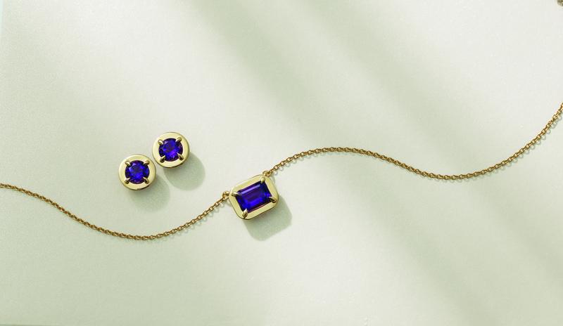 Amethyst and iolite stud earrings with pendant