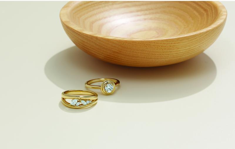 Aquamarine rings in yellow gold
