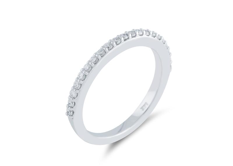 Custom pavé diamond wedding band in white gold