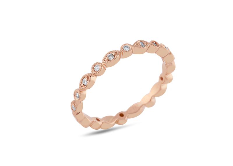Custom rose gold milgrain diamond eternity band