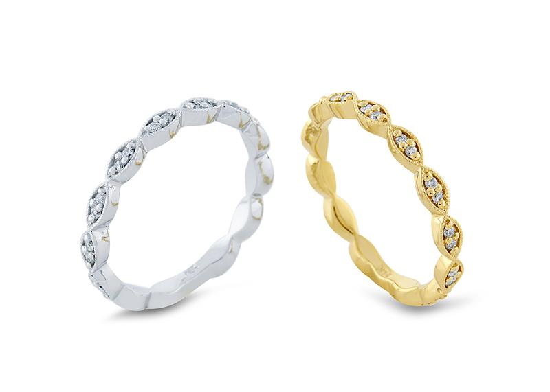 Custom white and yellow gold diamond eternity bands