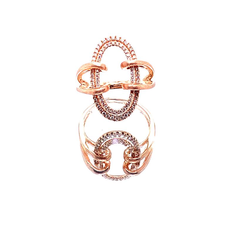 Custom rose gold openwork diamond rings