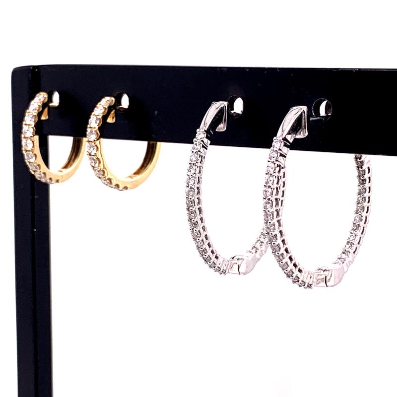 Diamond inside-out hoop earrings in yellow and white gold